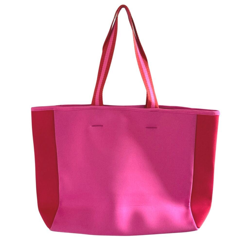 SUMMERSALT Tote Handbag Purse Beach Cruise Bag Neoprene Pink Red Colorblock